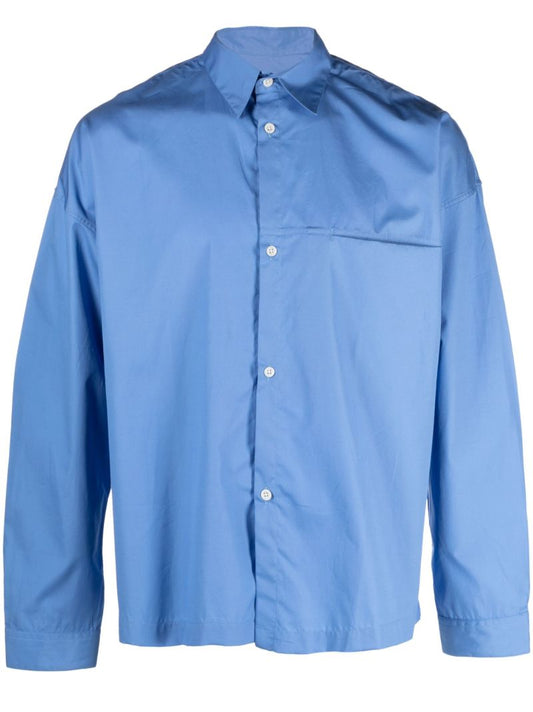 Blue Cotton Shirt Jacket