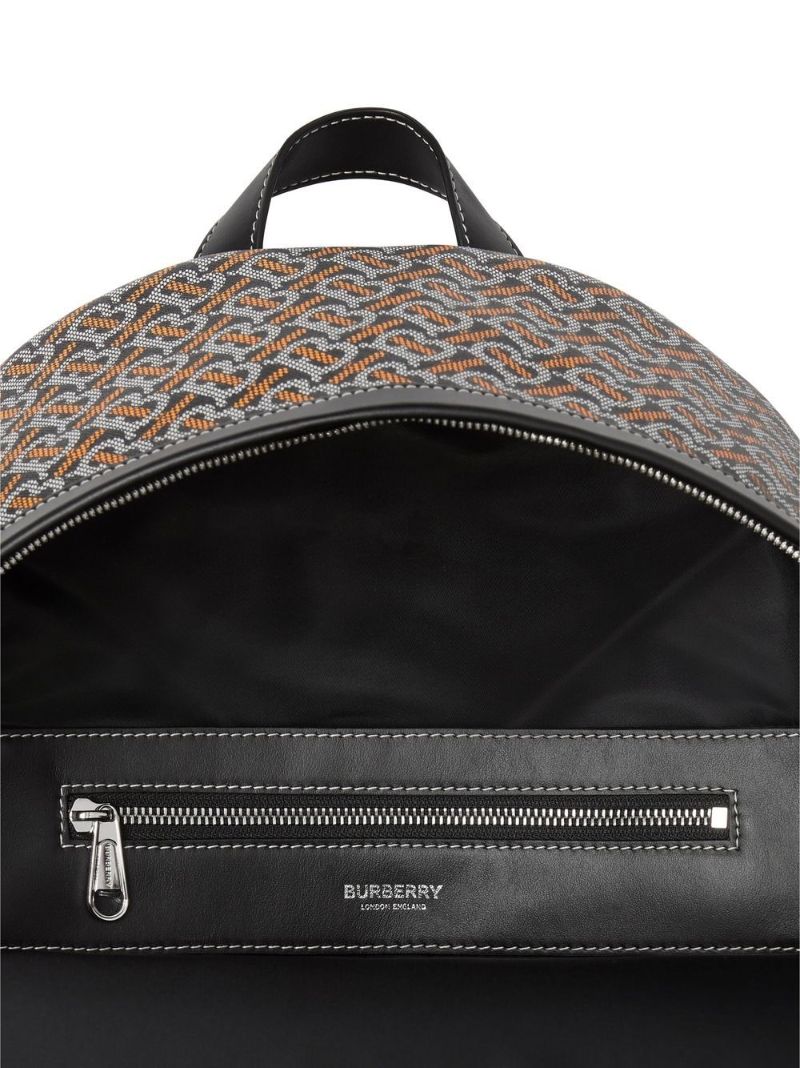 Black Monogram Print Leather Backpack