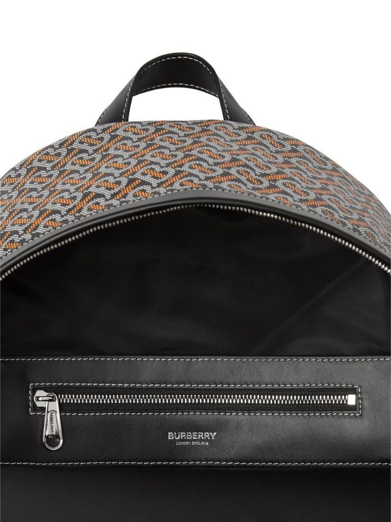 Black Monogram Print Leather Backpack