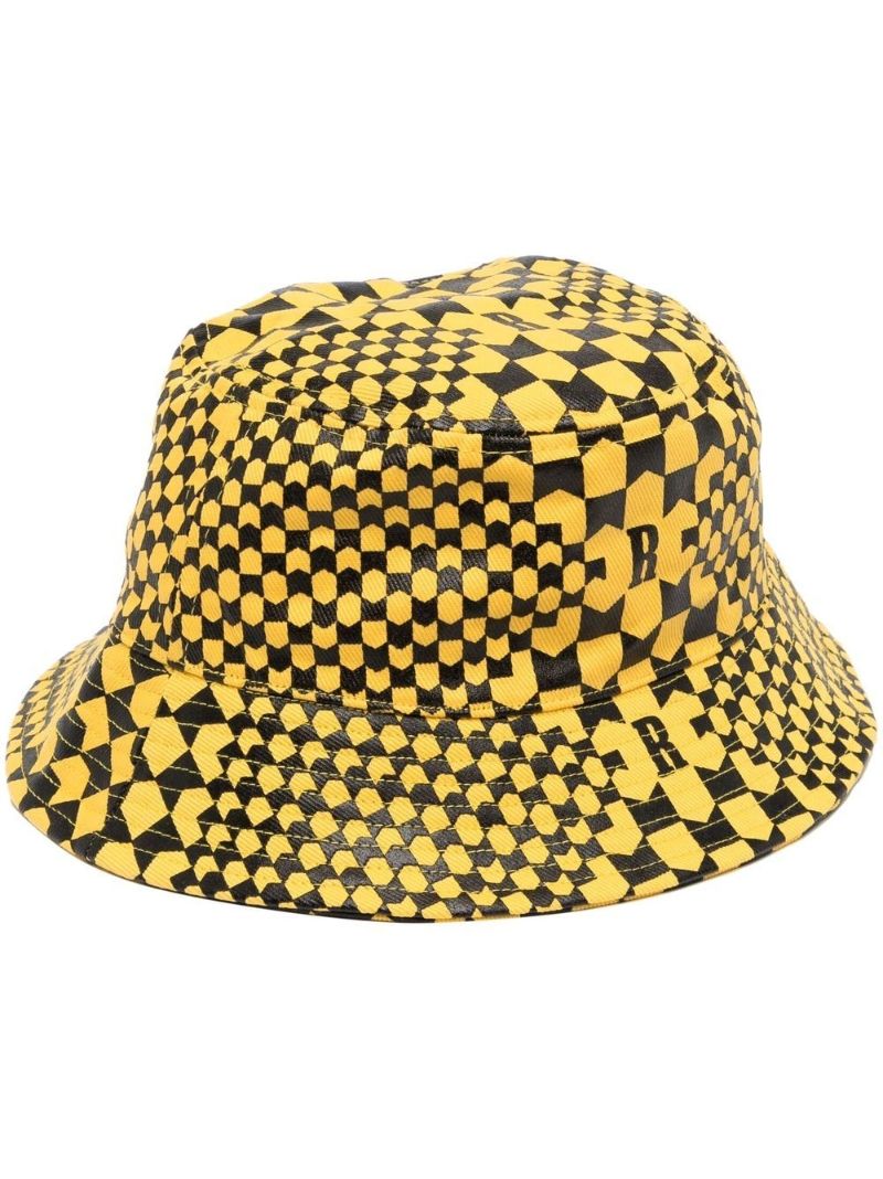 Yellow Check Print Bucket Hat