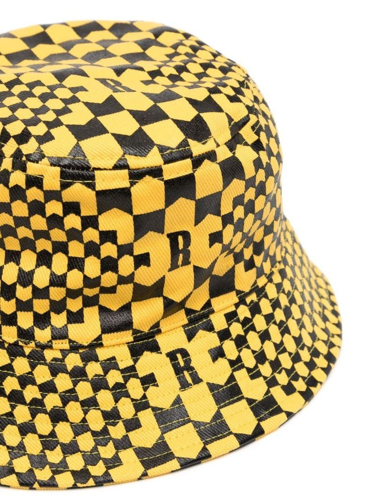 Yellow Check Print Bucket Hat