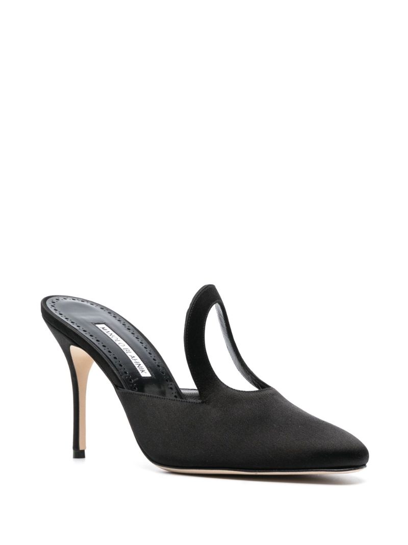 Black  Fugati 90 Satin Mules
