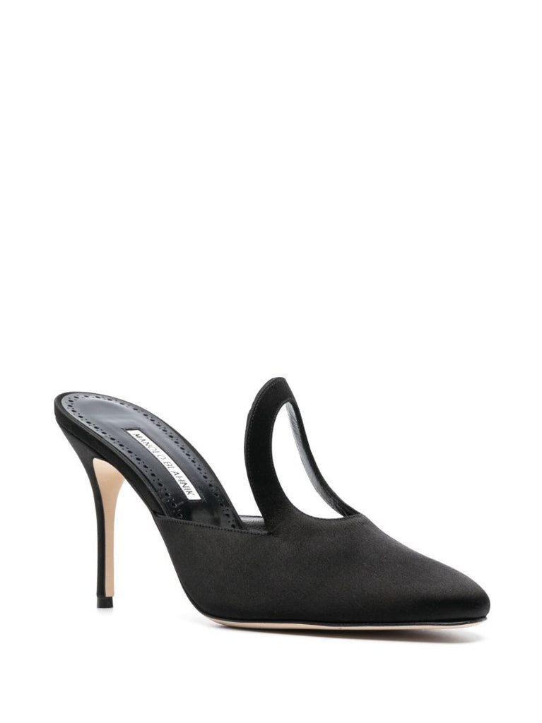 Black  Fugati 90 Satin Mules