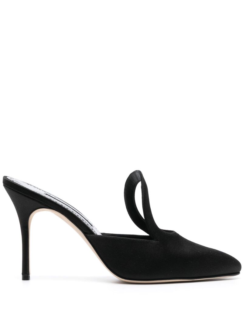 Black  Fugati 90 Satin Mules