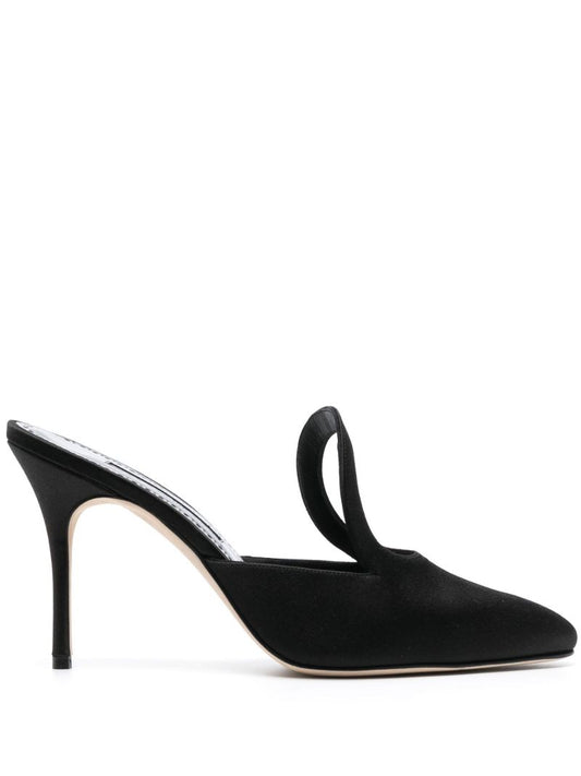 Black  Fugati 90 Satin Mules