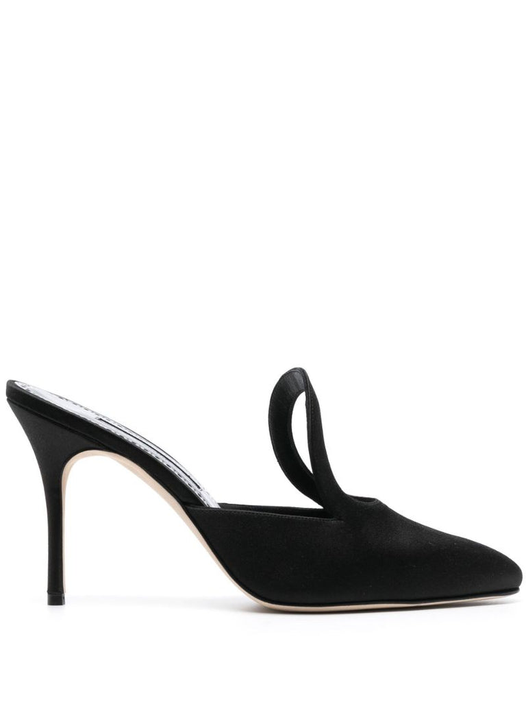 Black  Fugati 90 Satin Mules