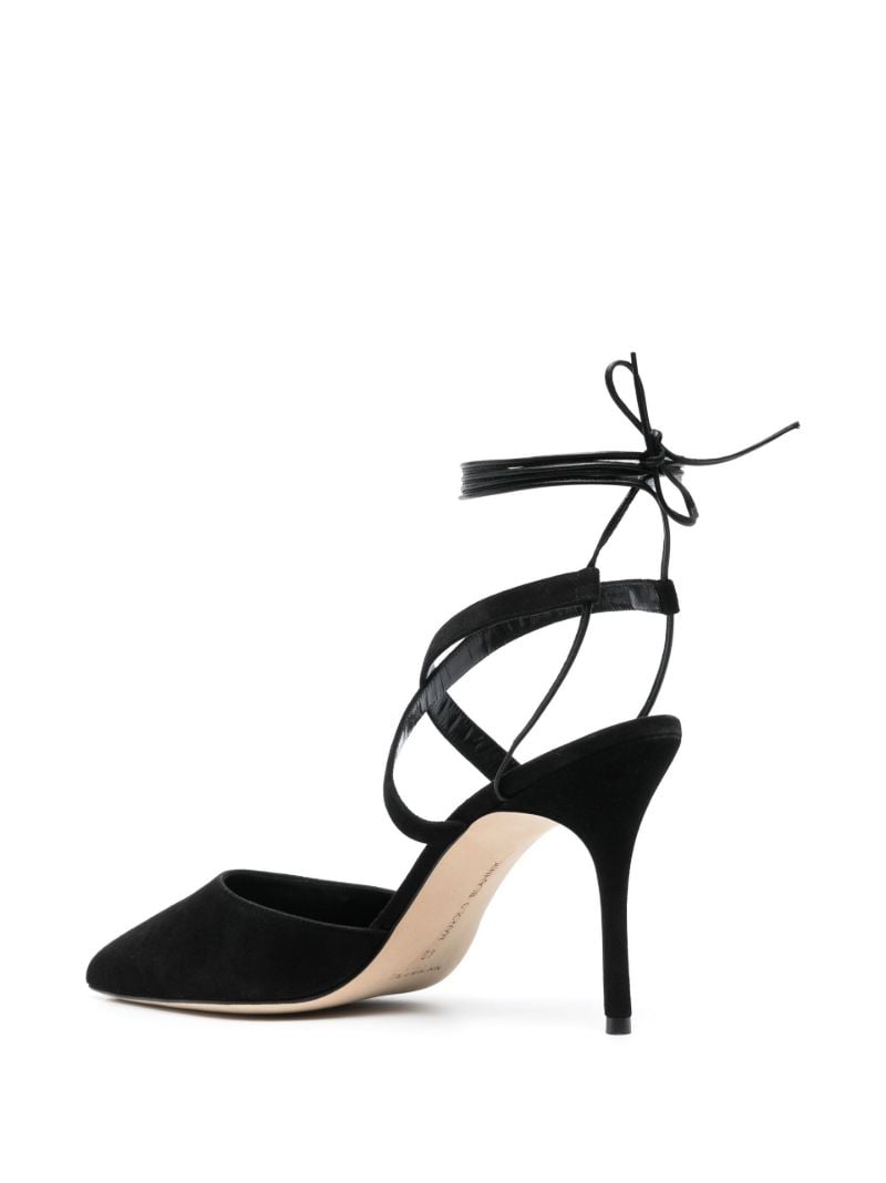 Black Amirat 90 Ankle Strap Suede Pumps