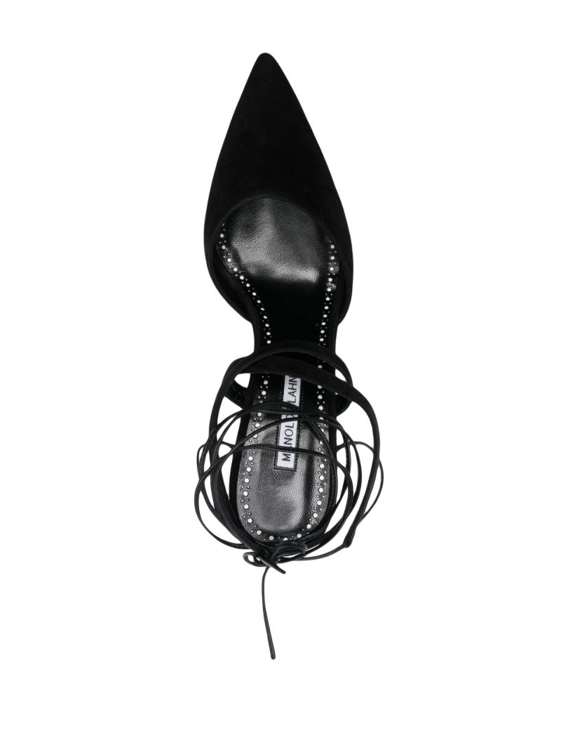 Black Amirat 90 Ankle Strap Suede Pumps