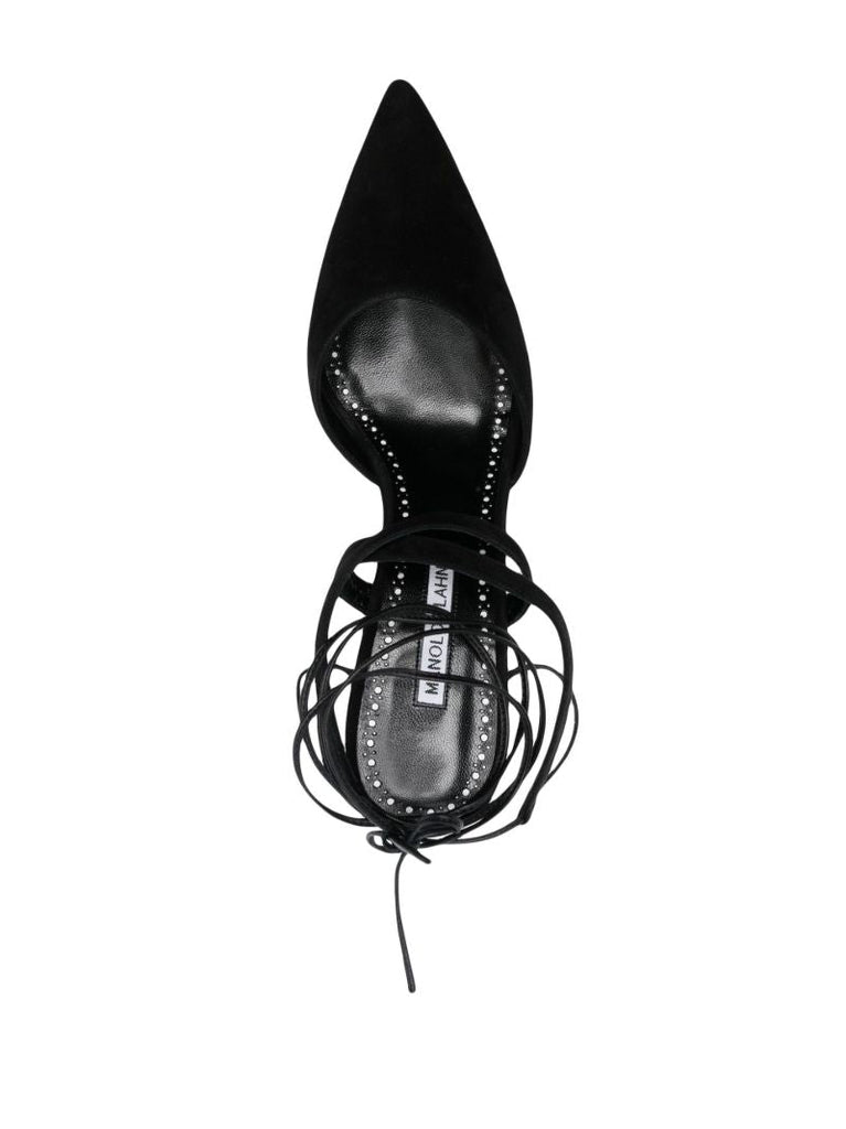 Black Amirat 90 Ankle Strap Suede Pumps