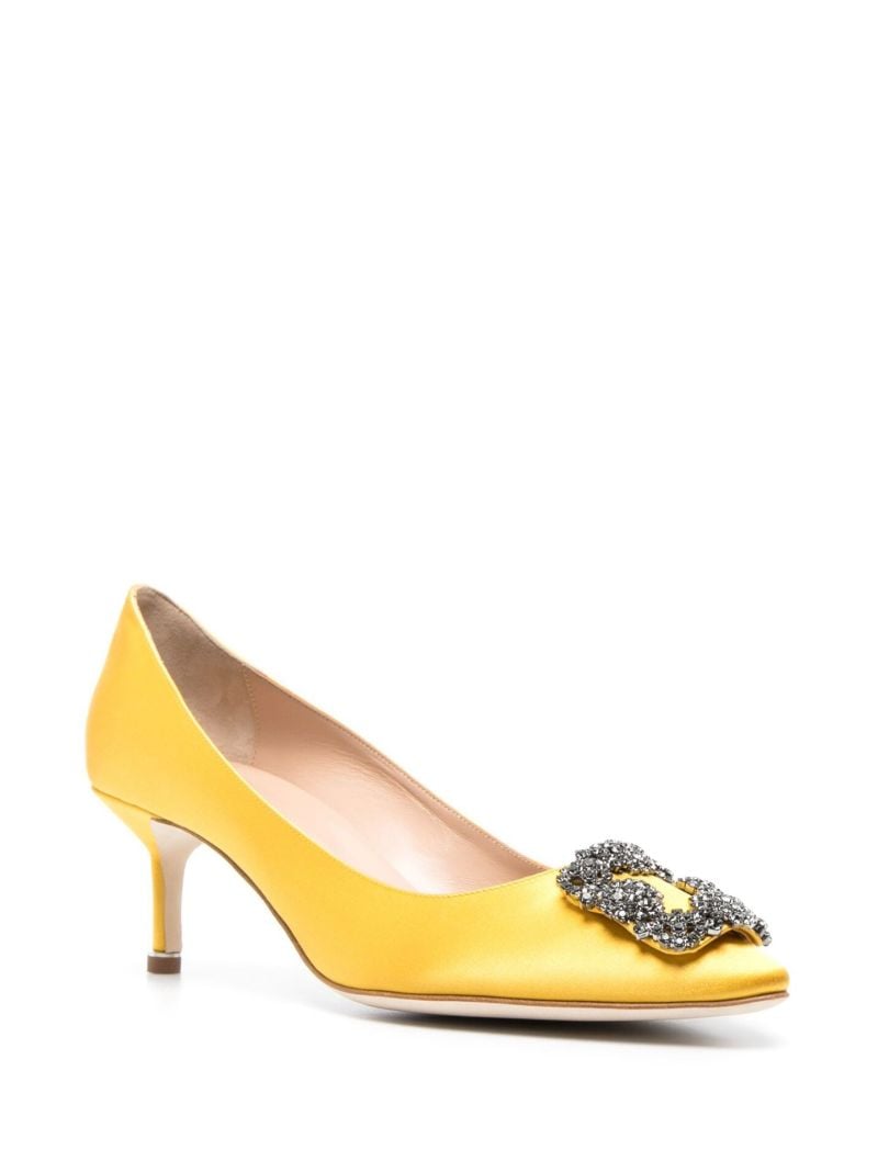 Yellow Hangisi 50 Crystal Satin Pumps