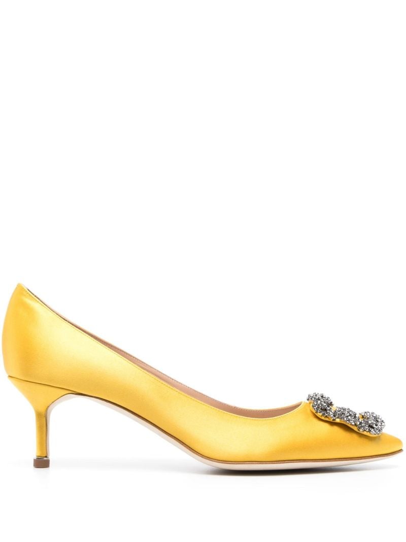 Yellow Hangisi 50 Crystal Satin Pumps