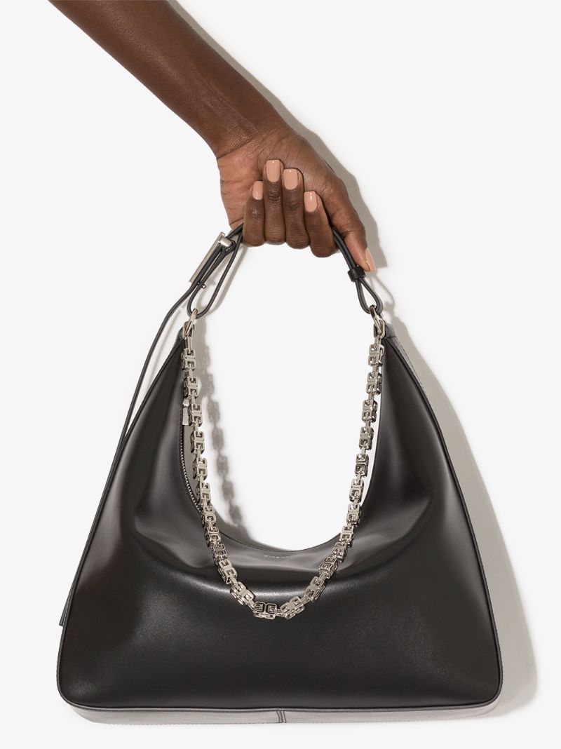 Black Moon Cut Medium Leather Shoulder Bag