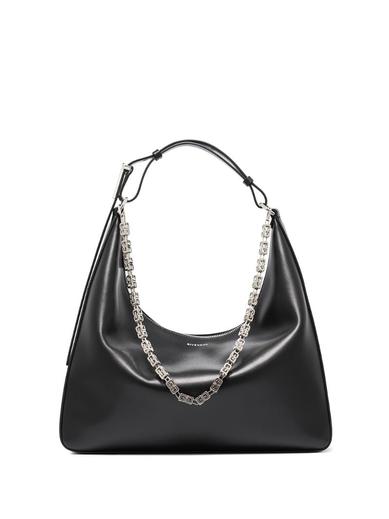 Black Moon Cut Medium Leather Shoulder Bag