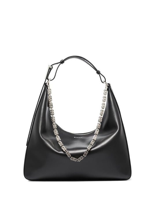Black Moon Cut Medium Leather Shoulder Bag