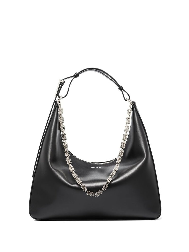Black Moon Cut Medium Leather Shoulder Bag