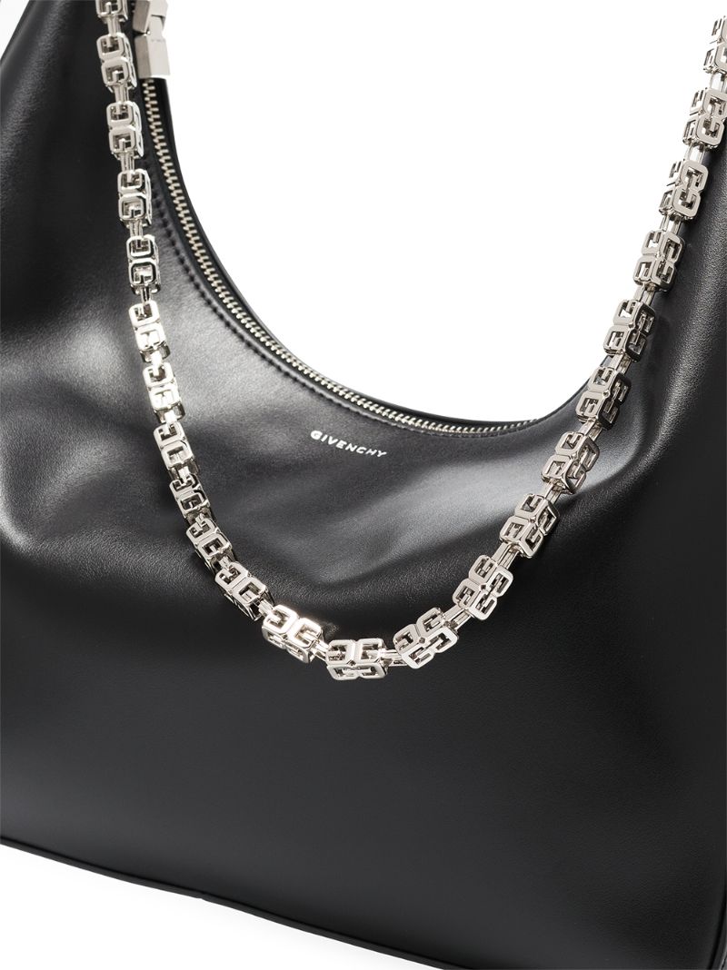 Black Moon Cut Medium Leather Shoulder Bag