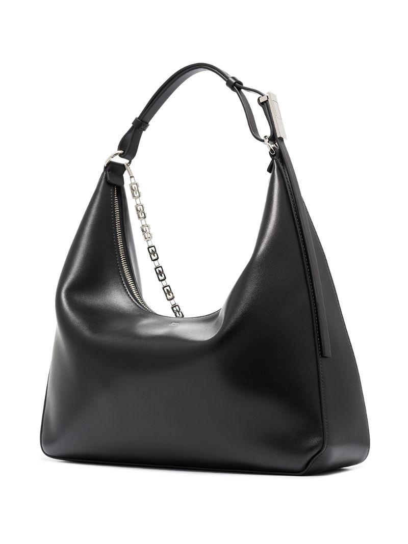Black Moon Cut Medium Leather Shoulder Bag