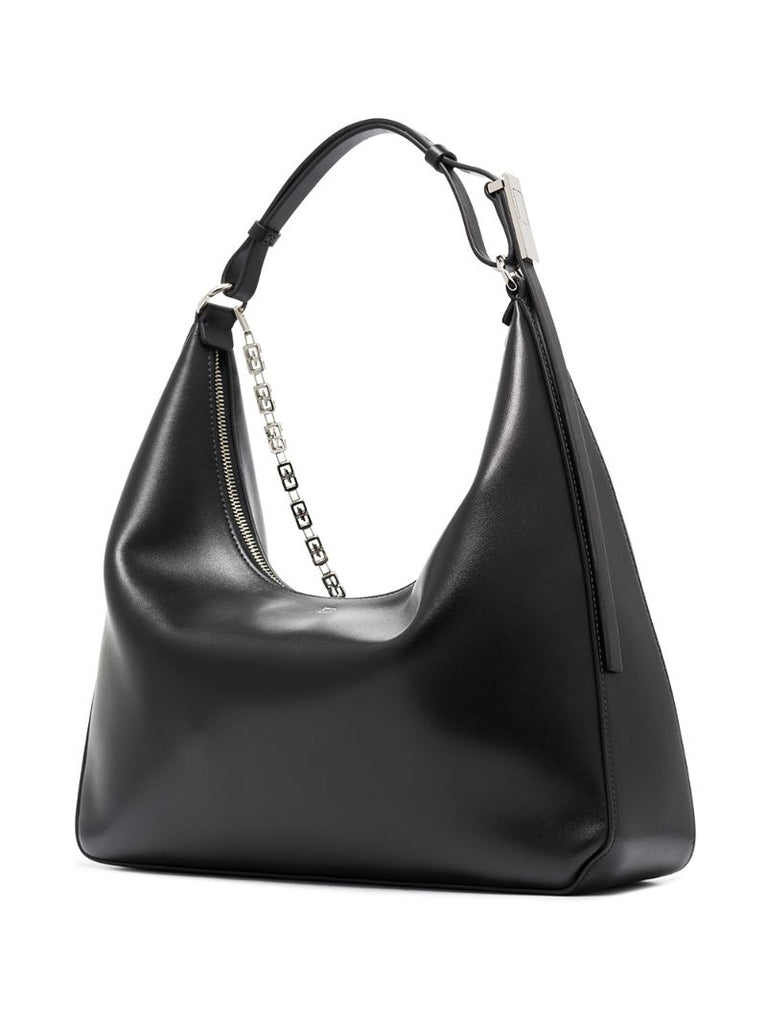 Black Moon Cut Medium Leather Shoulder Bag