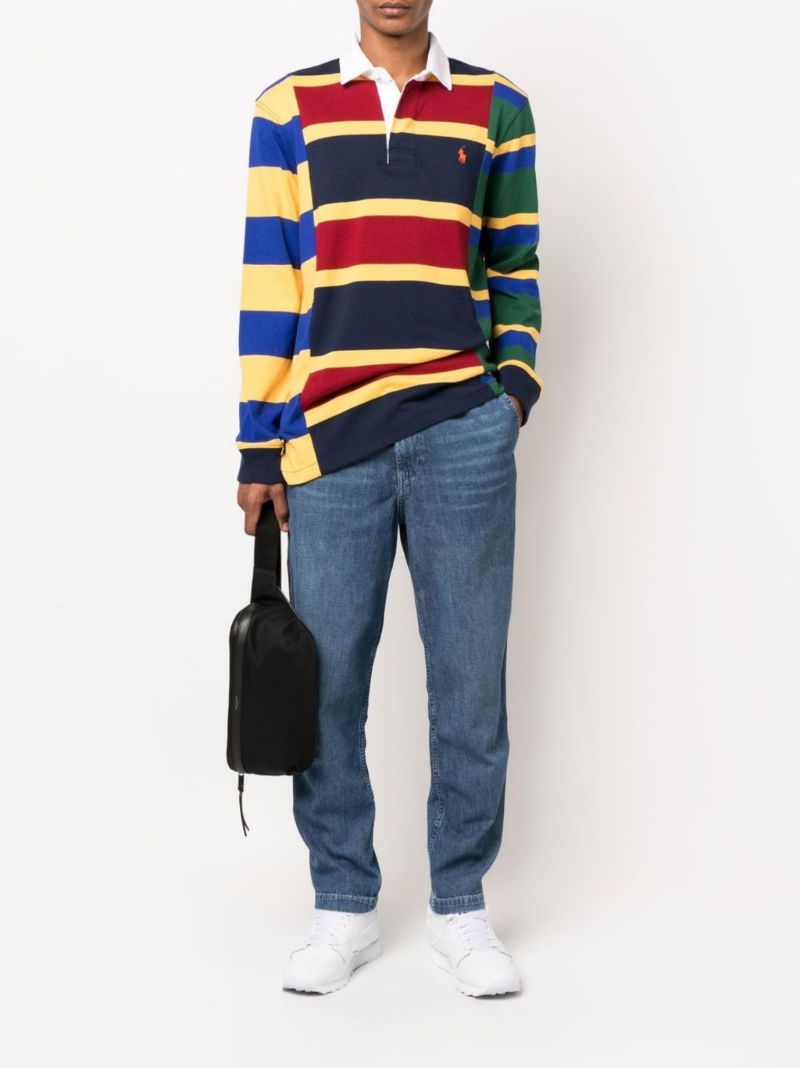 Red Striped Cotton Polo Shirt