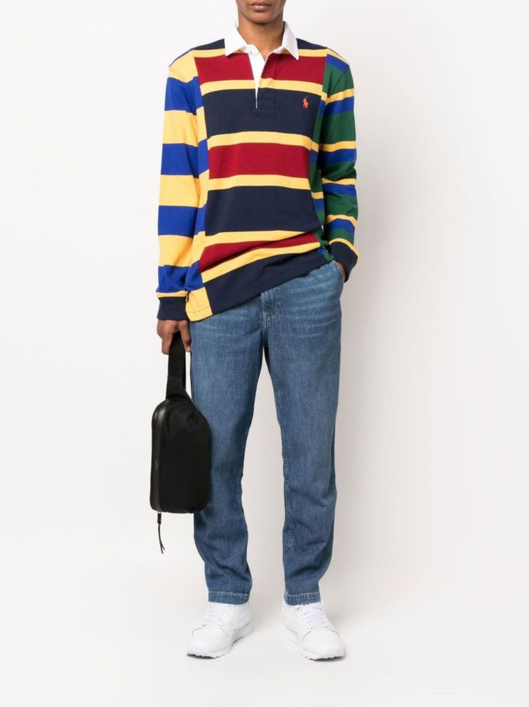 Red Striped Cotton Polo Shirt