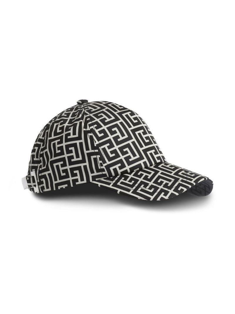 Black and White Monogram Print Baseball Cap