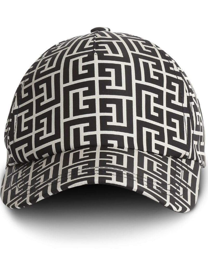 Black and White Monogram Print Baseball Cap