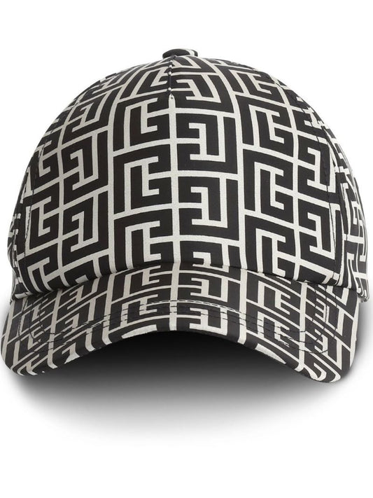 Black and White Monogram Print Baseball Cap