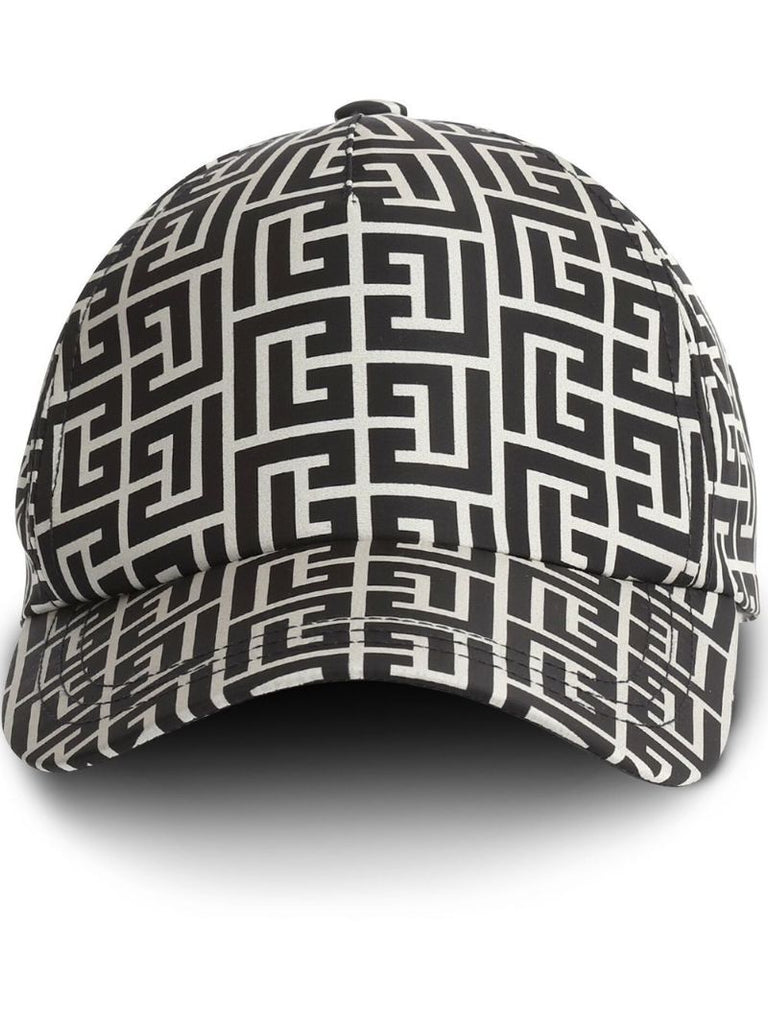 Black and White Monogram Print Baseball Cap