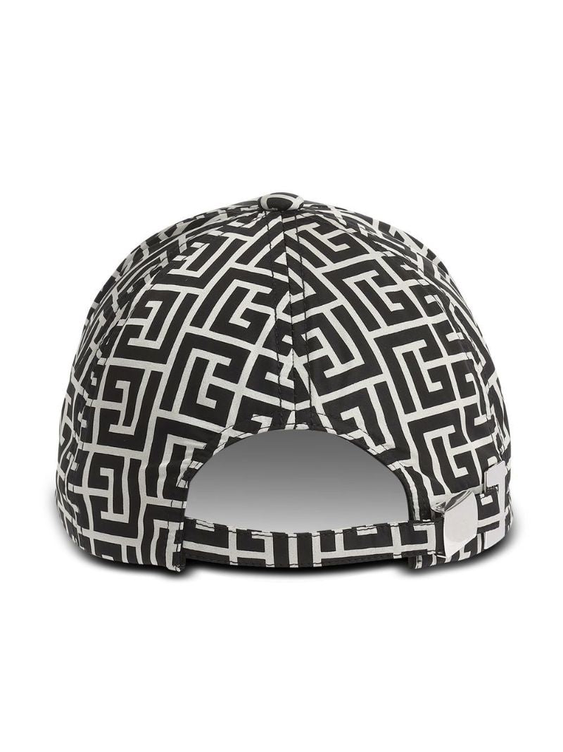 Black and White Monogram Print Baseball Cap