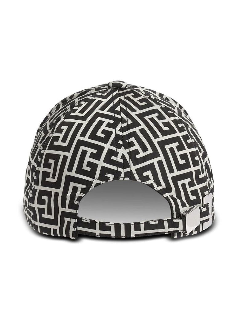 Black and White Monogram Print Baseball Cap