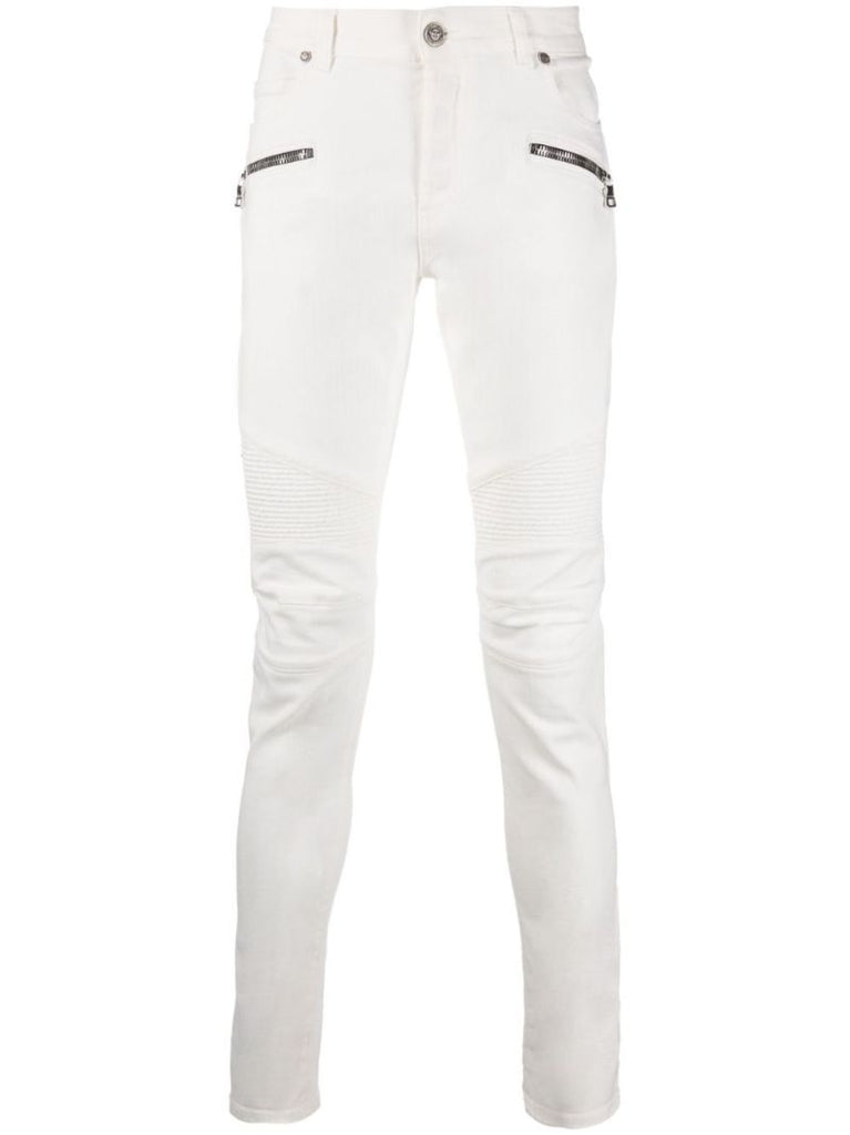 White Panelled Skinny Jeans