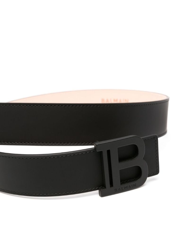 Black B-belt Buckle Leather Belt