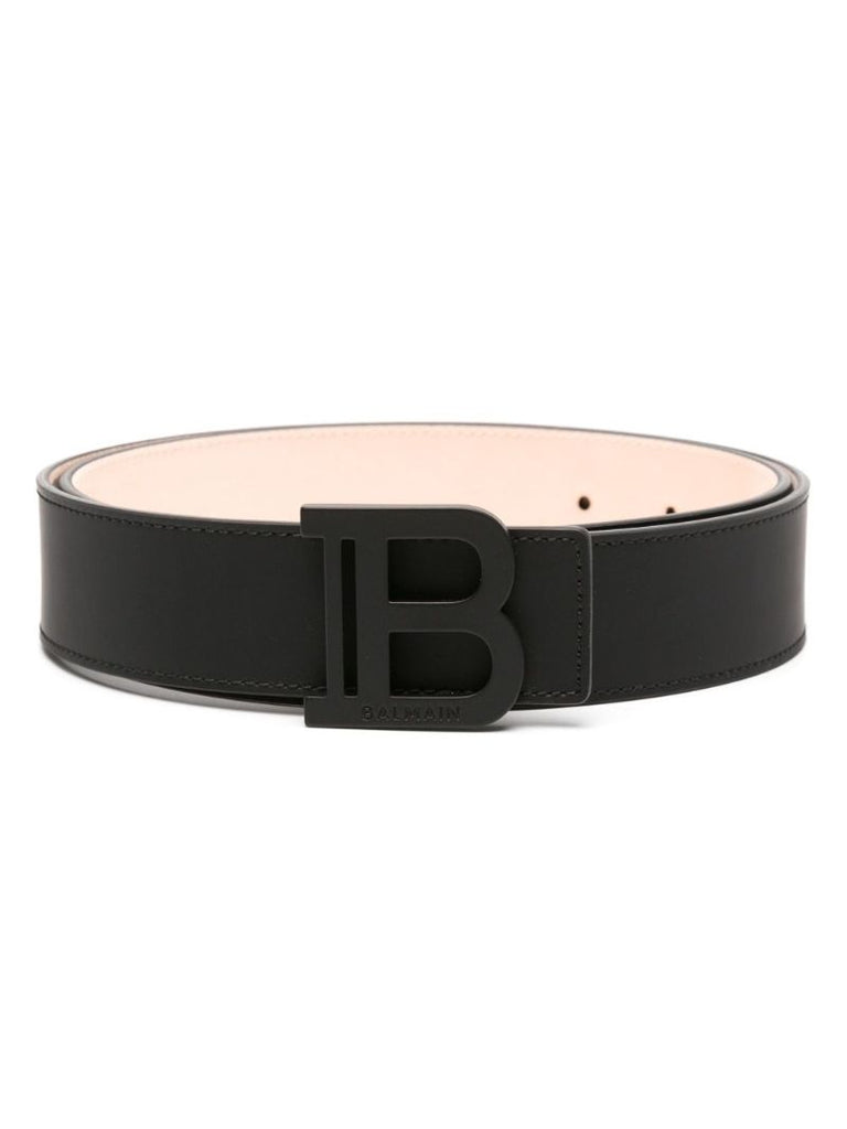 Black B-belt Buckle Leather Belt