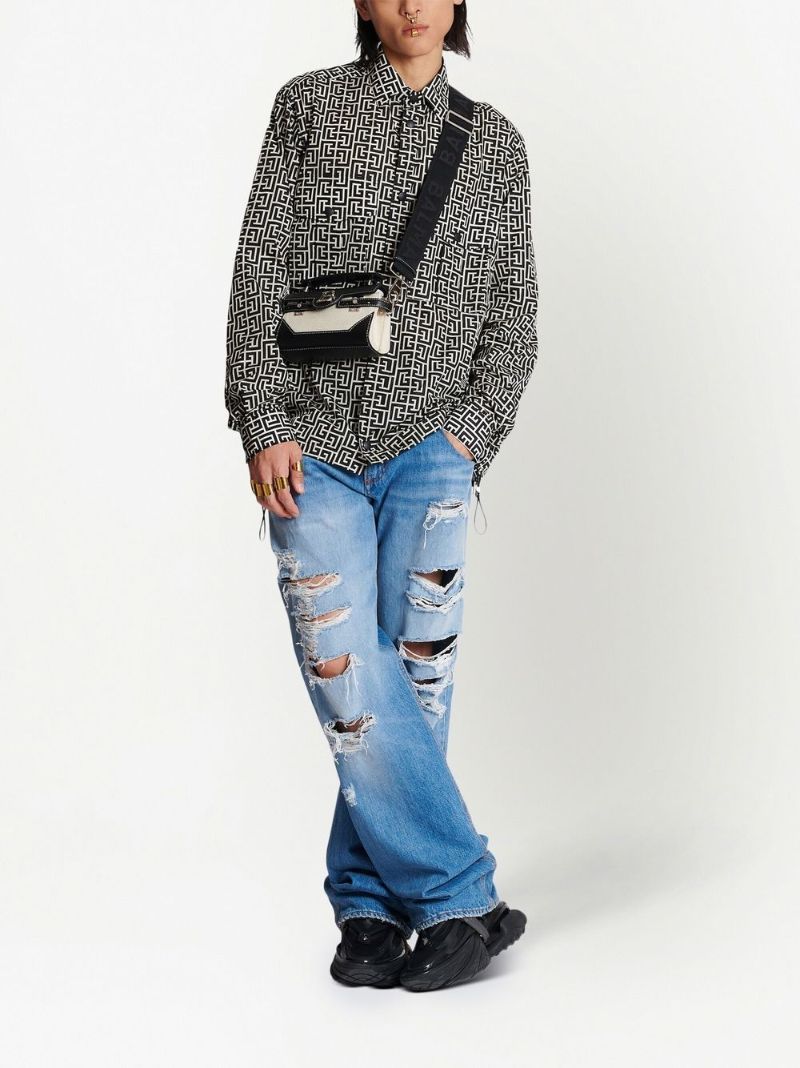 Black and White Monogram Print Shirt