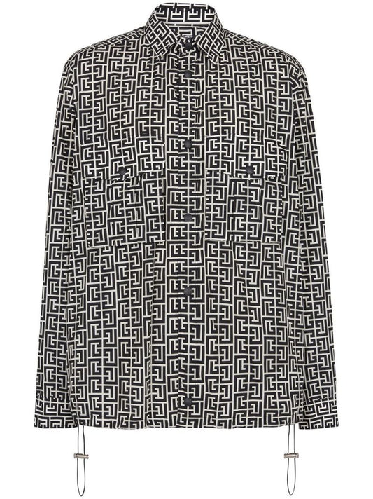 Black and White Monogram Print Shirt