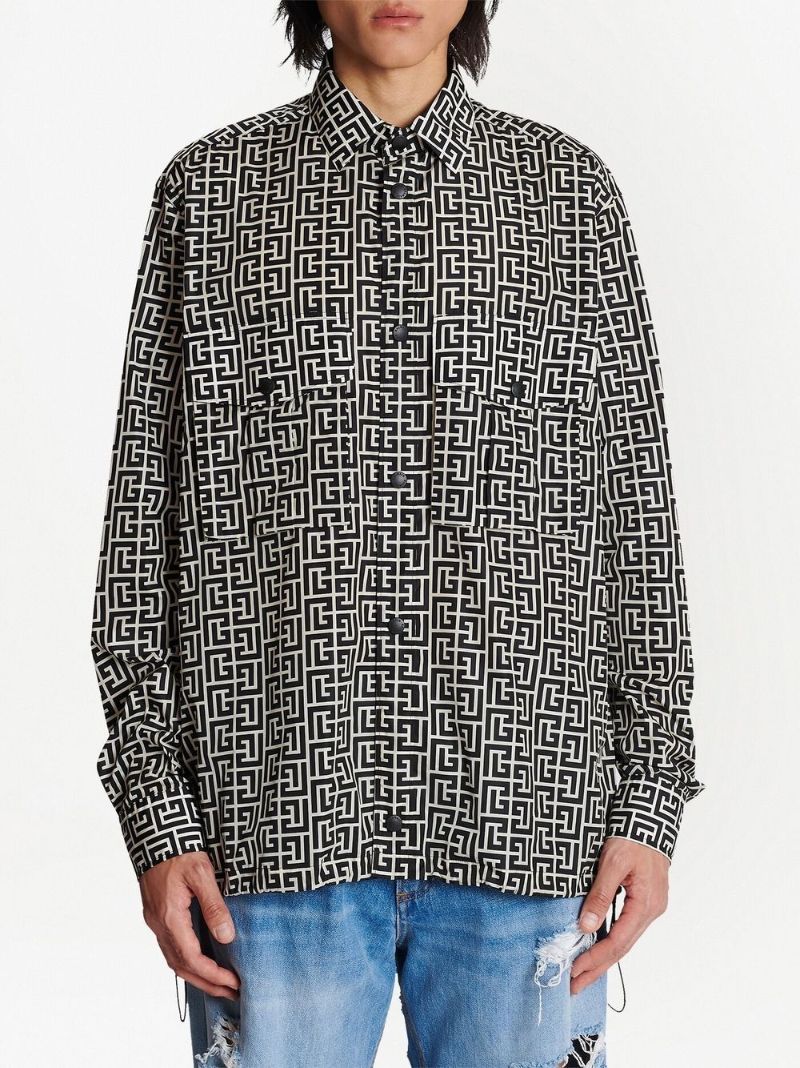 Black and White Monogram Print Shirt