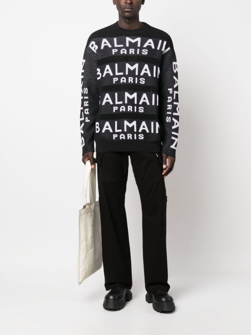 Black Logo-intarsia Sweater