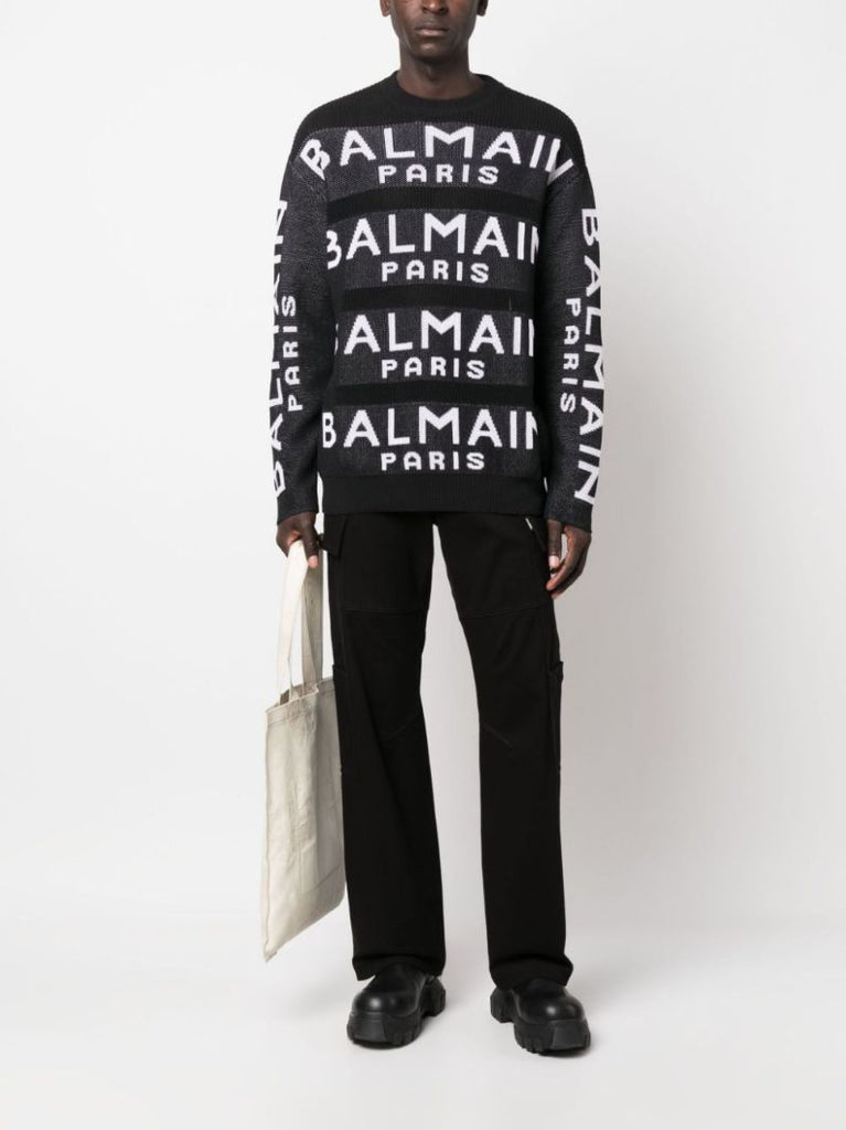 Black Logo-intarsia Sweater