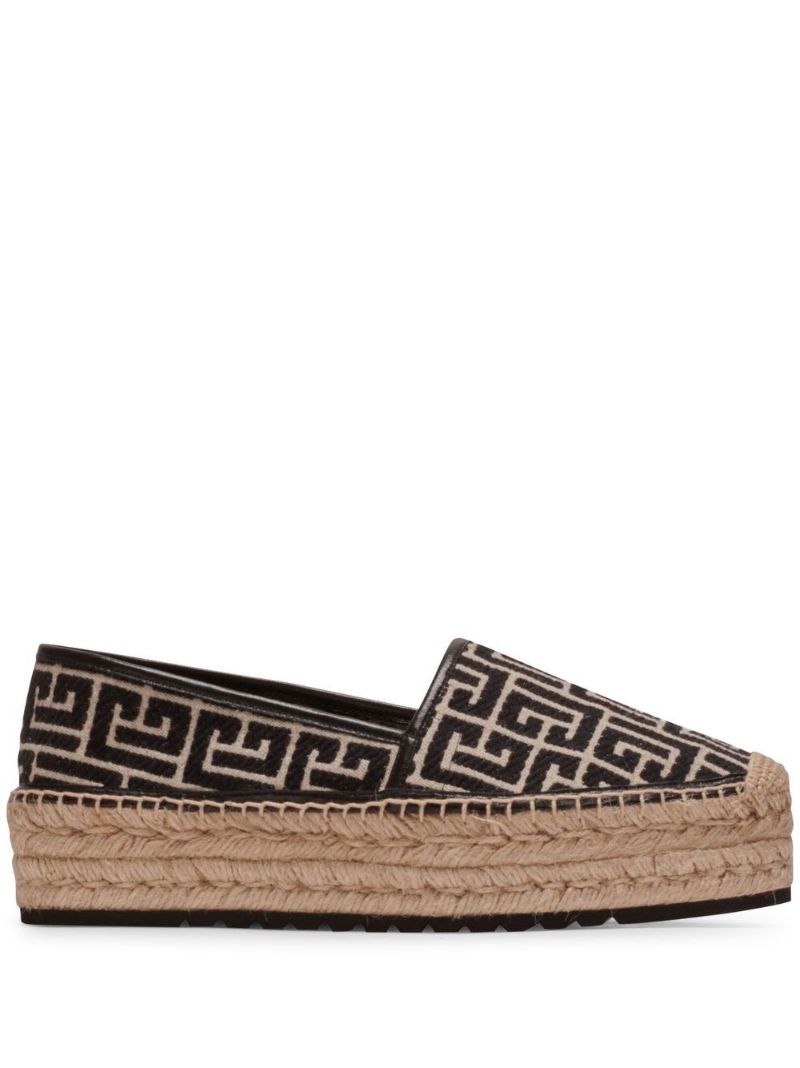 Brown Geometric Logo Pattern Espadrilles