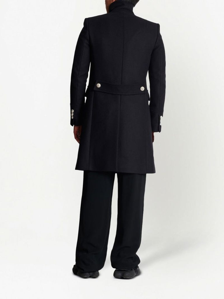 Black Military Double-breasted Wool Coat