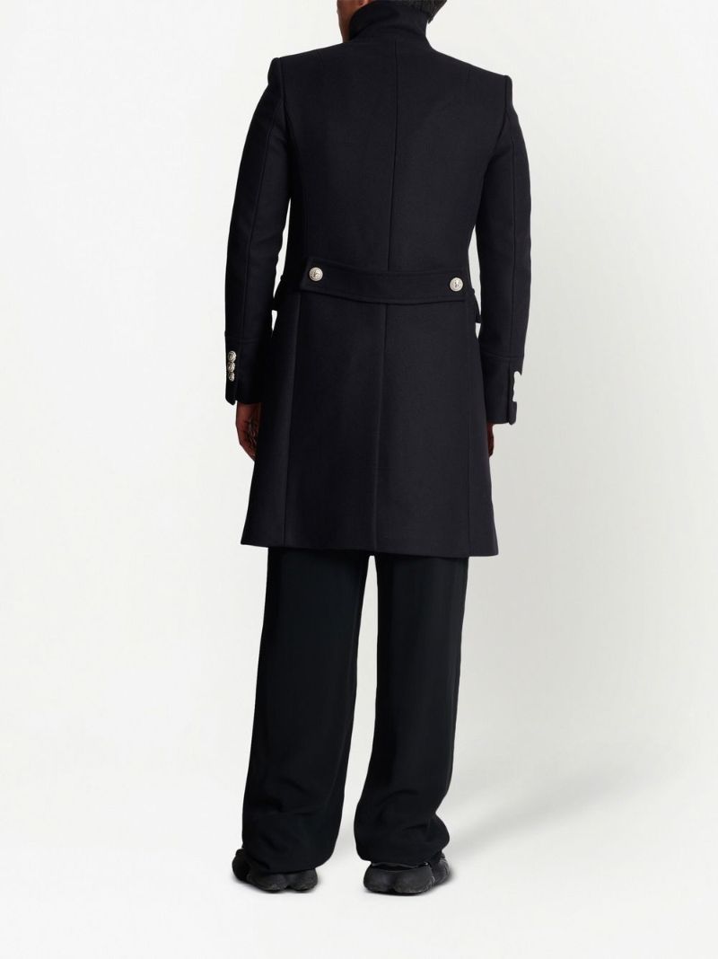 Black Military Double-breasted Wool Coat