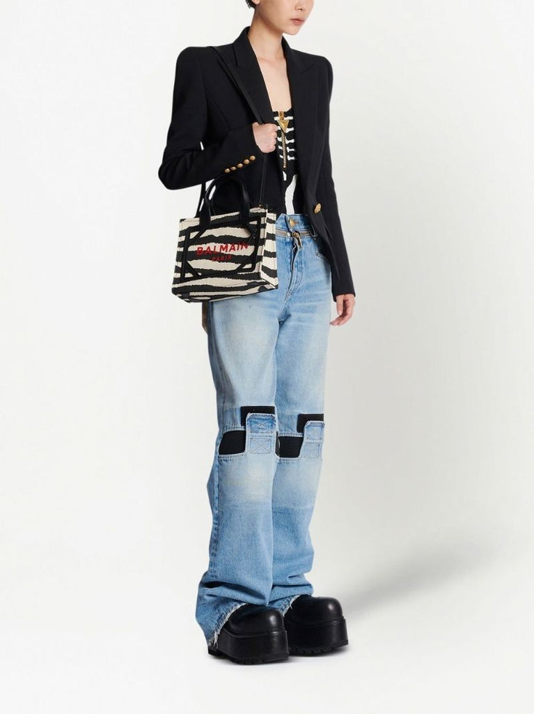 Black B-army 42 Zebra Print Tote Bag