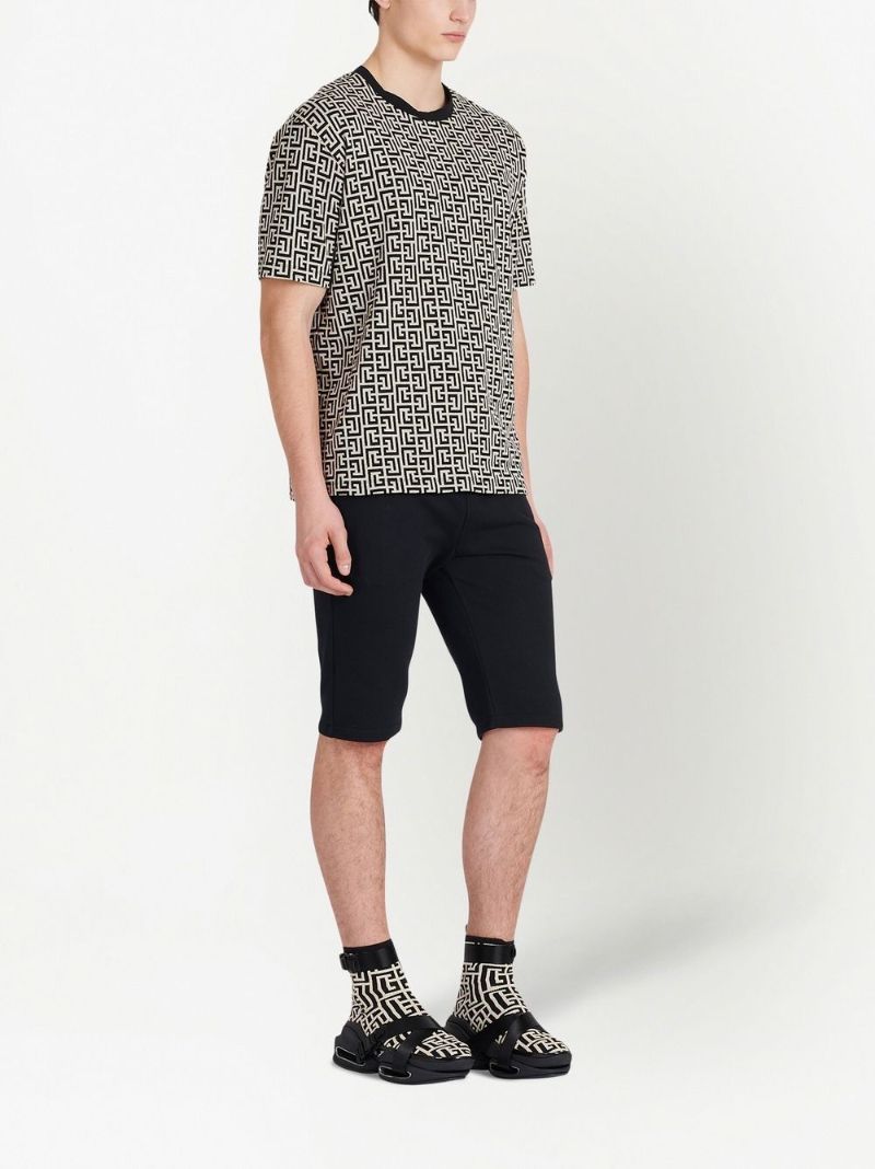 Black Monogram Print Cotton T-shirt