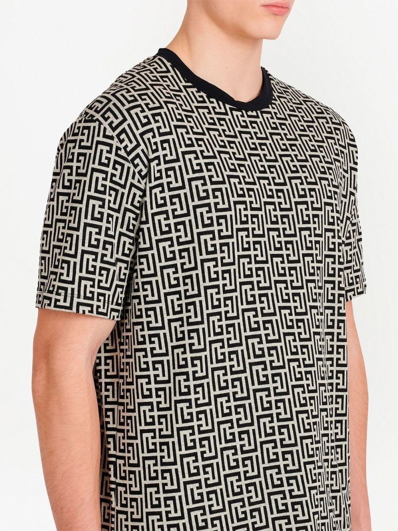Black Monogram Print Cotton T-shirt