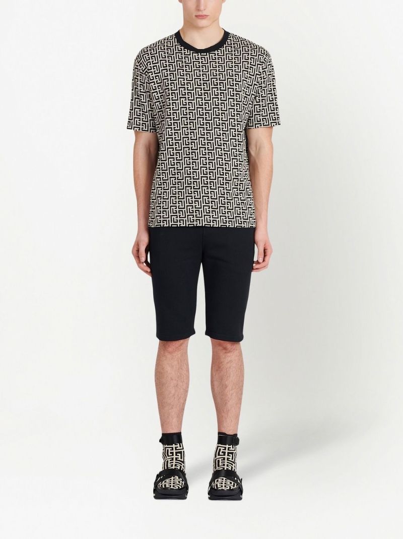 Black Monogram Print Cotton T-shirt