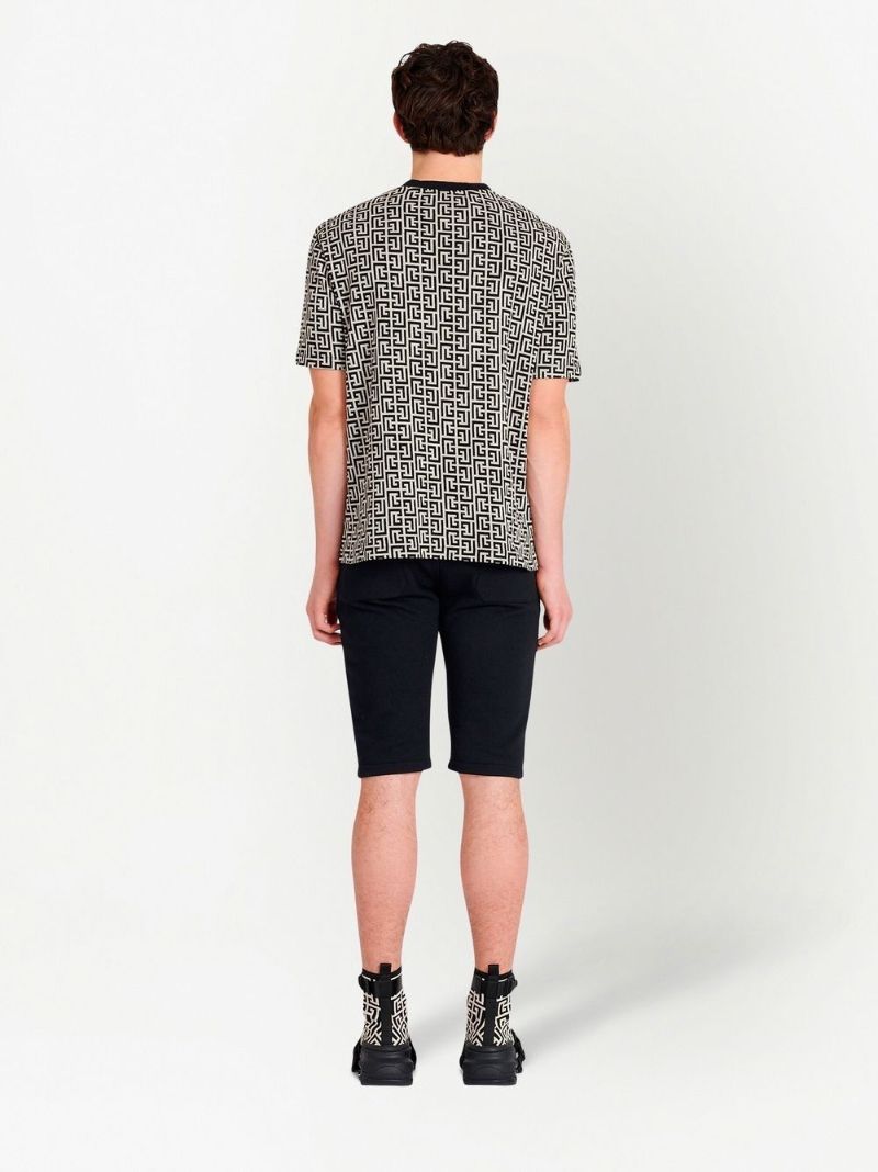 Black Monogram Print Cotton T-shirt