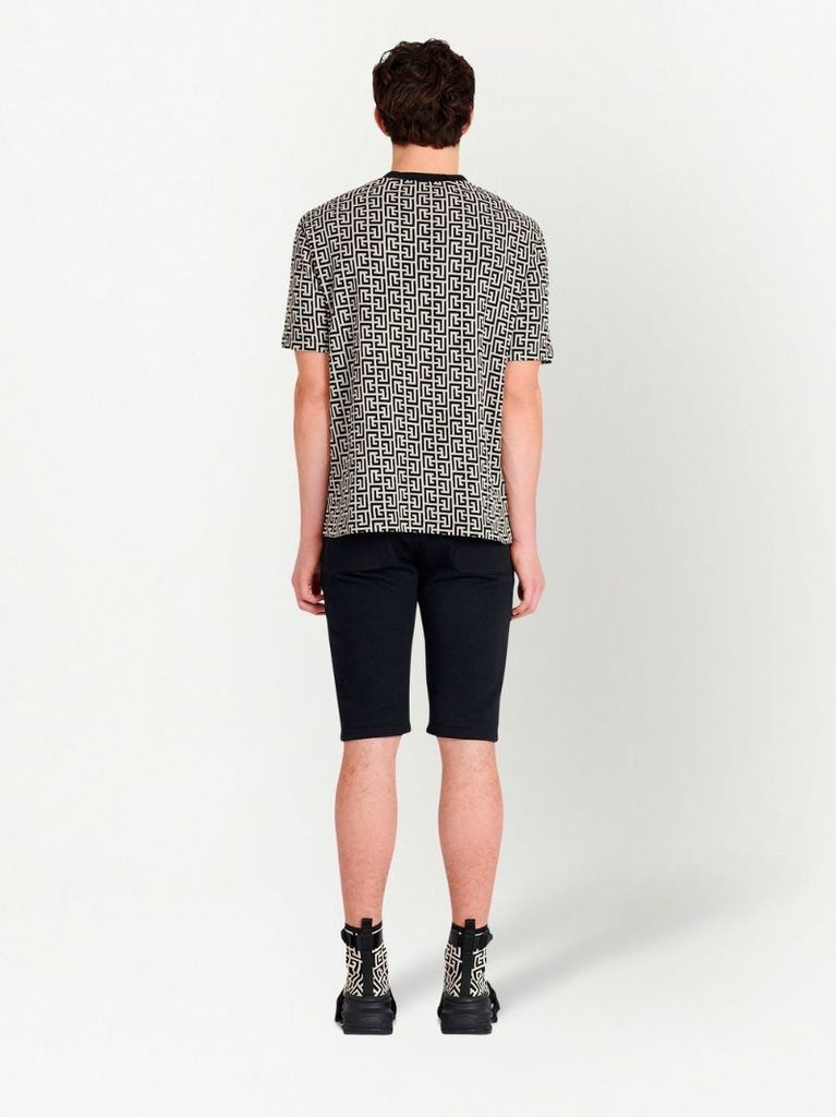 Black Monogram Print Cotton T-shirt