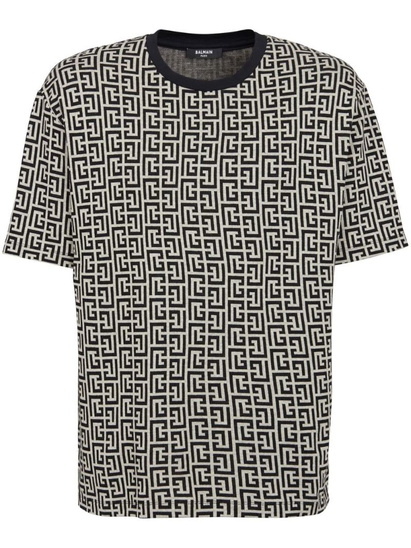 Black Monogram Print Cotton T-shirt