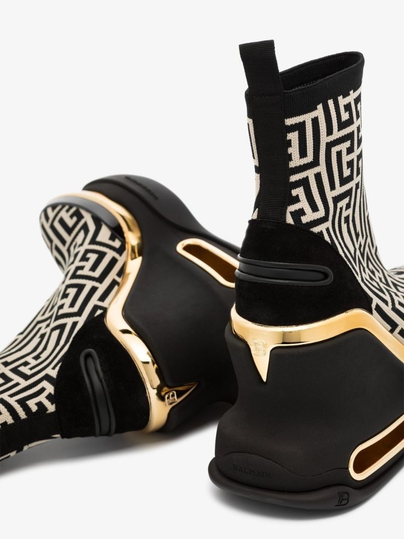 Black B-bold 50 High Top Monogram Wedge Sneakers