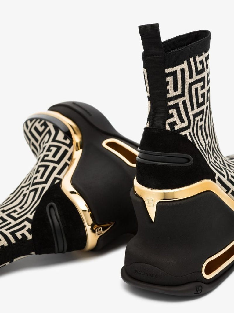 Black B-bold 50 High Top Monogram Wedge Sneakers